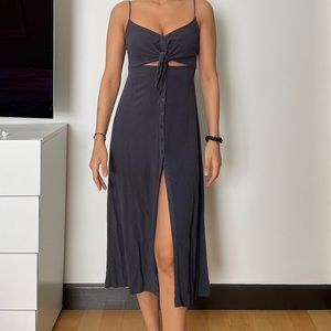 Topshop Charcoal Midi dress buttons split